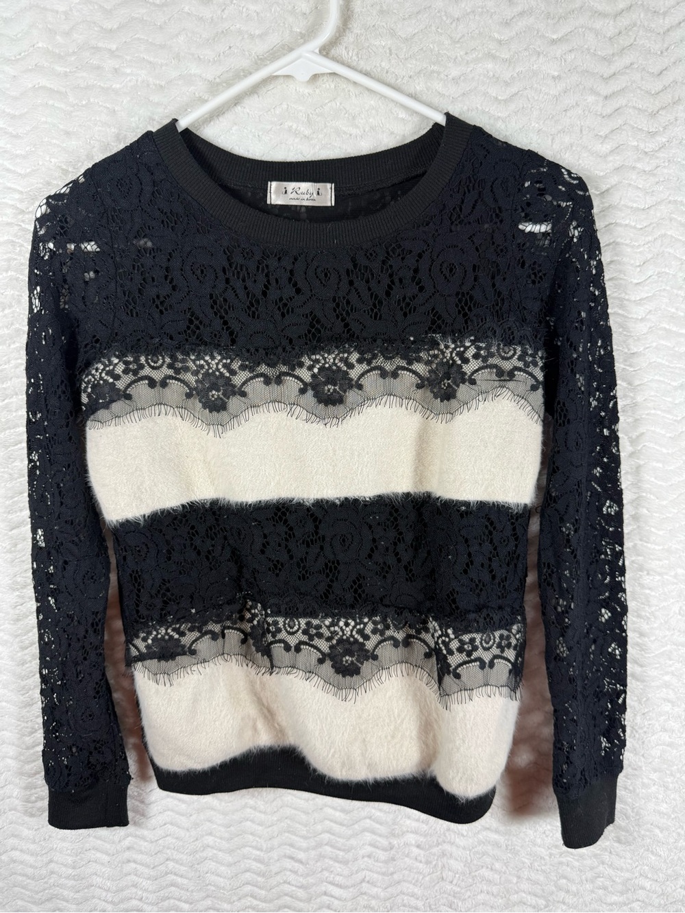 Ruby Lace Top in Black & Cream